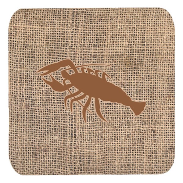 Carolines Treasures Lobster Burlap And Brown Foam Coasters- Set of 4 - BB1028-BL-BN-FC