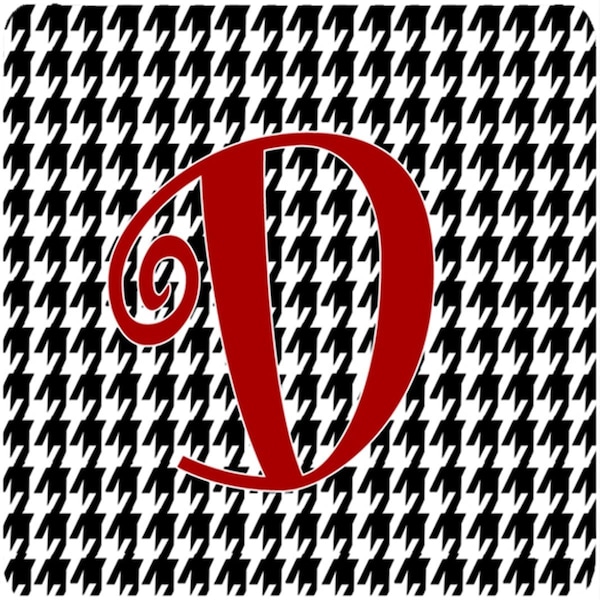 Carolines Treasures Set of 4 Monogram - Houndstooth Black Foam Coasters Initial Letter D - CJ1035-DFC