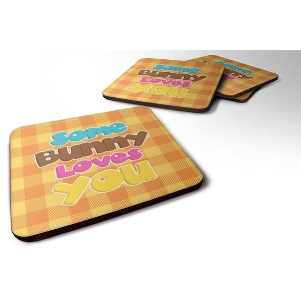 Carolines Treasures Easter Some Bunny Loves You Foam Coasters - Set of 4 - BB6902FC