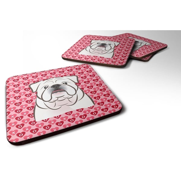 Carolines Treasures White English Bulldog Hearts Foam Coasters - Set of 4 - BB5290FC