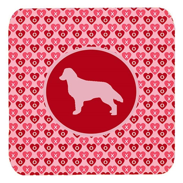 Carolines Treasures Flat Coated Retriever Valentine Hearts Foam Coasters, 3.5 x 3.5 in., 4PK - SDK1031-A-FC