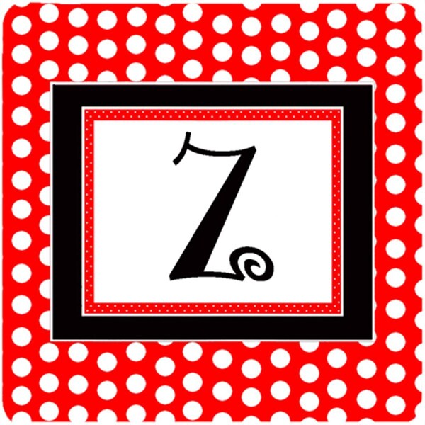 Carolines Treasures Monogram - Red Black Polka Dots Foam Coasters Initial Letter Z, 4PK - CJ1012-ZFC