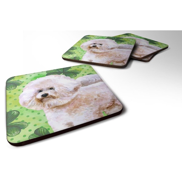 Carolines Treasures Bichon Frise No.2 St.Patricks Foam Coaster, 3.5 x 3.5 in., 4PK - BB9879FC