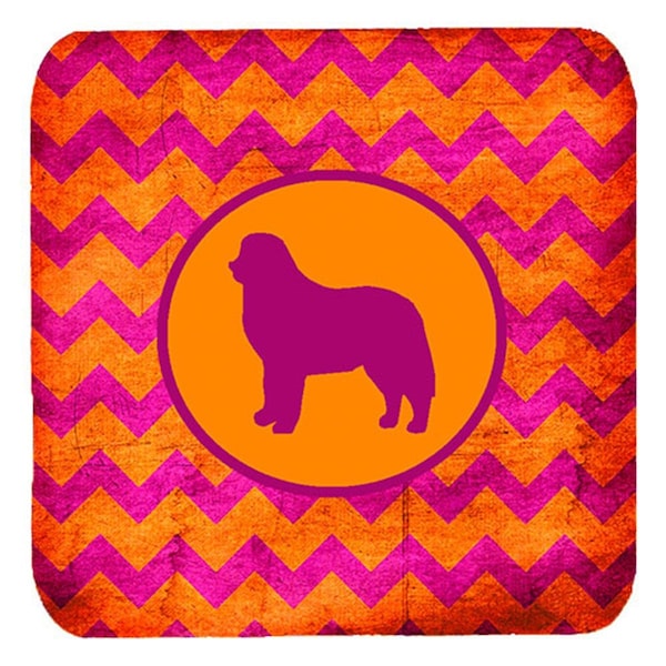 Carolines Treasures Bernese Mountain Dog Chevron Pink And Orange Foam Coasters, 3.5 x 3.5 in., 4PK - SDK1117-B-FC