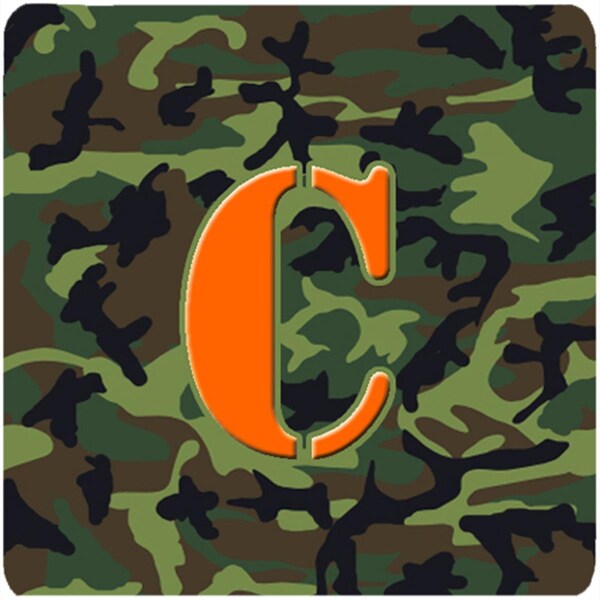 Carolines Treasures Monogram - Camo Green Foam Coasters- Initial Letter C, 3.5 x 3.5 in., 4PK - CJ1030-CFC