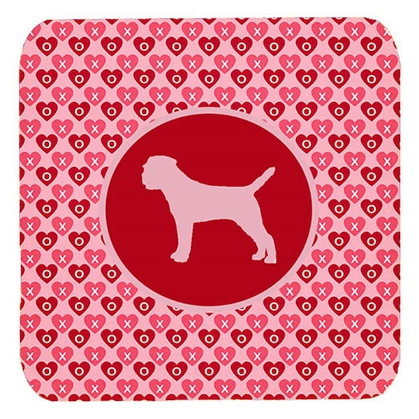 Carolines Treasures Border Terrier Valentine Hearts Foam Coasters, 3.5 x 3.5 in., 4PK - SDK1015-A-FC
