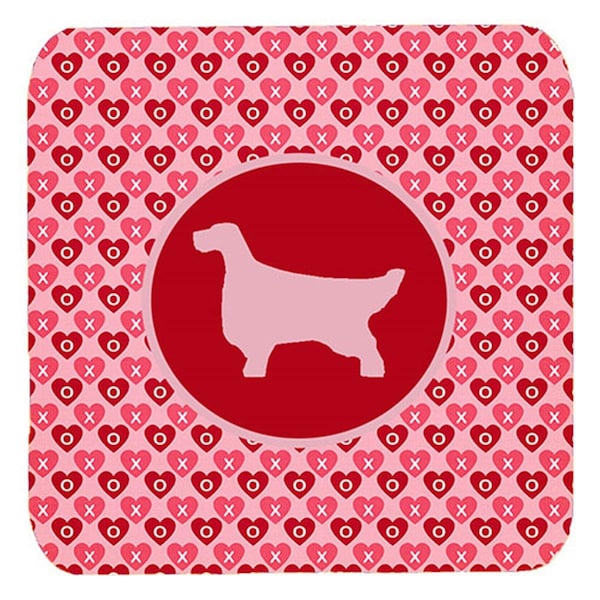Carolines Treasures English Setter Valentine Hearts Foam Coasters, 3.5 x 3.5 in., 4PK - SDK1028-A-FC