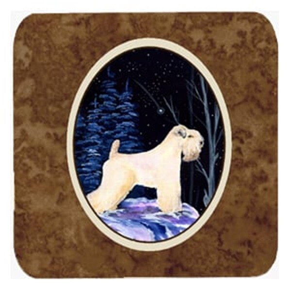 Carolines Treasures Starry Night Wheaten Terrier Soft Coated Foam Coasters- 3.5 x 3.5 In., 4PK - SS8386FC