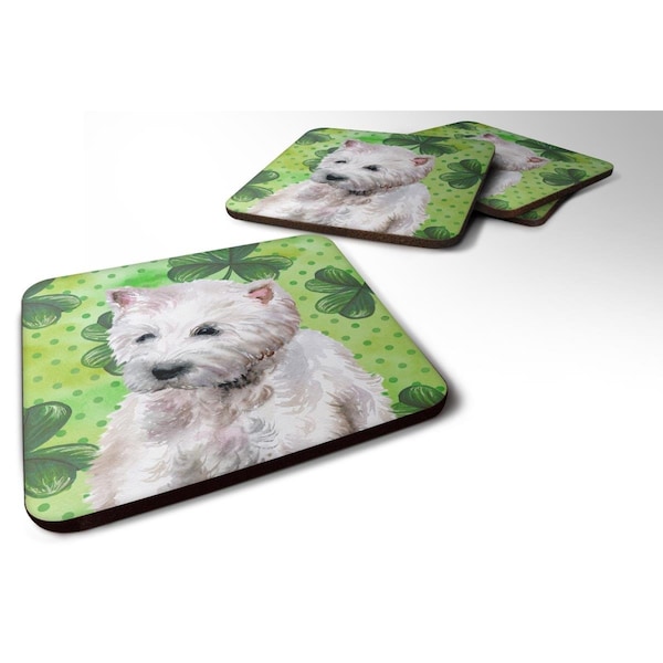 Carolines Treasures Westie St.Patricks Foam Coaster, 3.5 x 3.5 in. - Set of 4 - BB9875FC