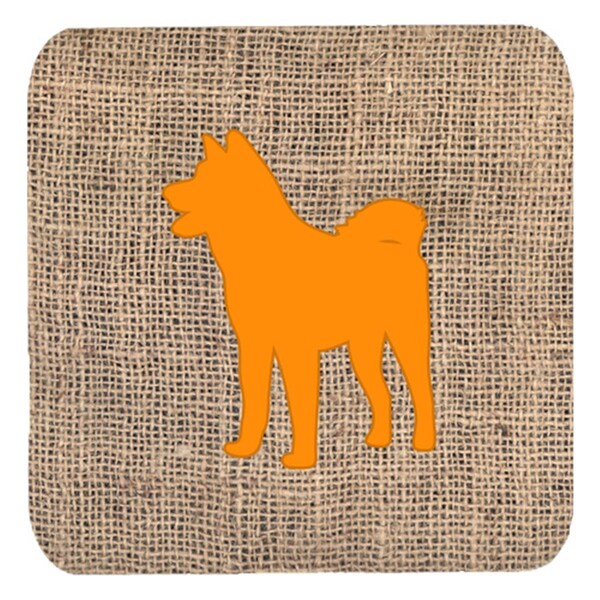 Carolines Treasures Akita Burlap And Orange Foam Coasters- Set of 4 - BB1082-BL-OR-FC