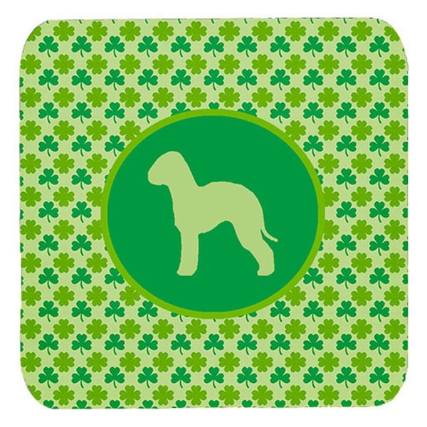 Carolines Treasures Bedlington Terrier Lucky Shamrock Foam Coasters- Set of 4 - SDK1013-C-FC