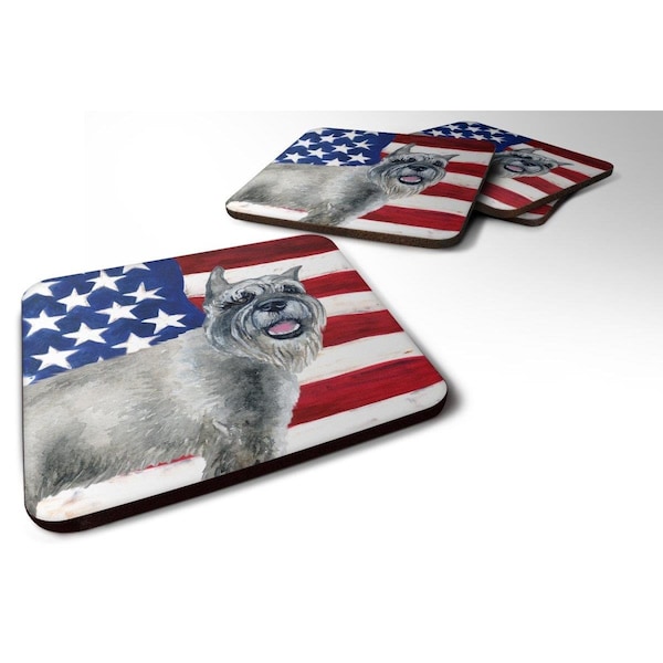 Carolines Treasures Schnauzer Patriotic Foam Coaster, 3.5 x 3.5 in. - Set of 4 - BB9662FC