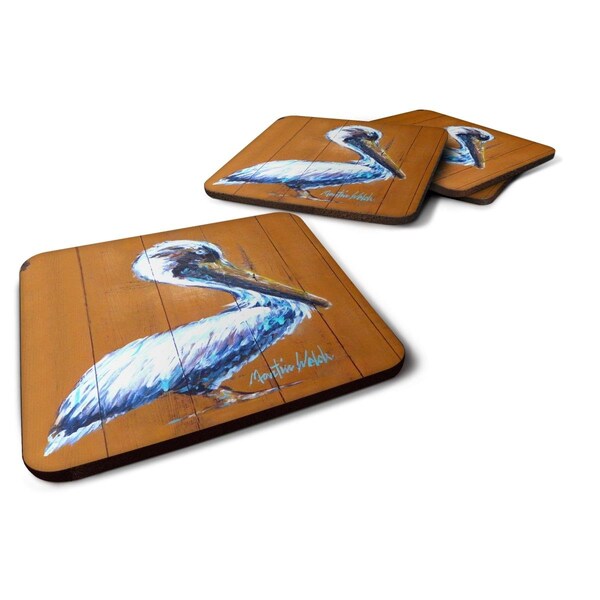 Carolines Treasures Pelican Hangin In Foam Coasters - Set of 4 - MW1330FC