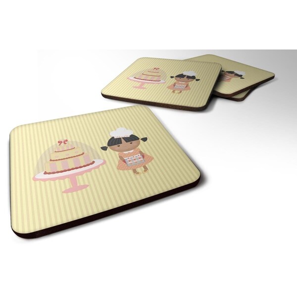 Carolines Treasures Cake Baker African American Yellow Foam Coasters - Set of 4 - BB7258FC