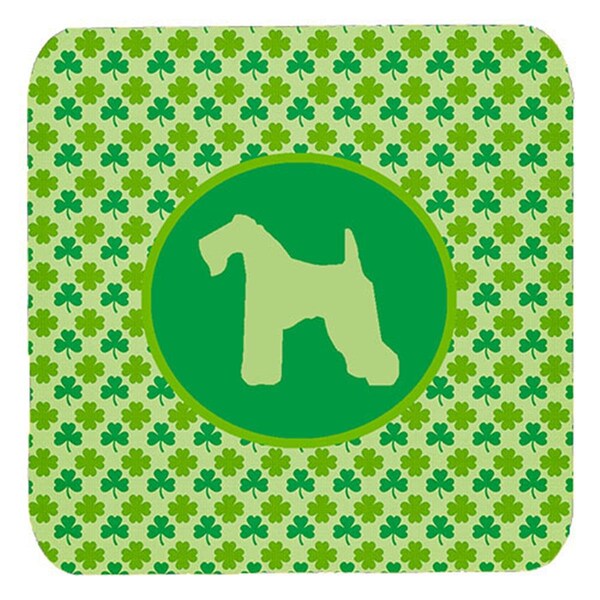 Carolines Treasures Kerry Blue Terrier Lucky Shamrock Foam Coasters- Set of 4 - SDK1042-C-FC