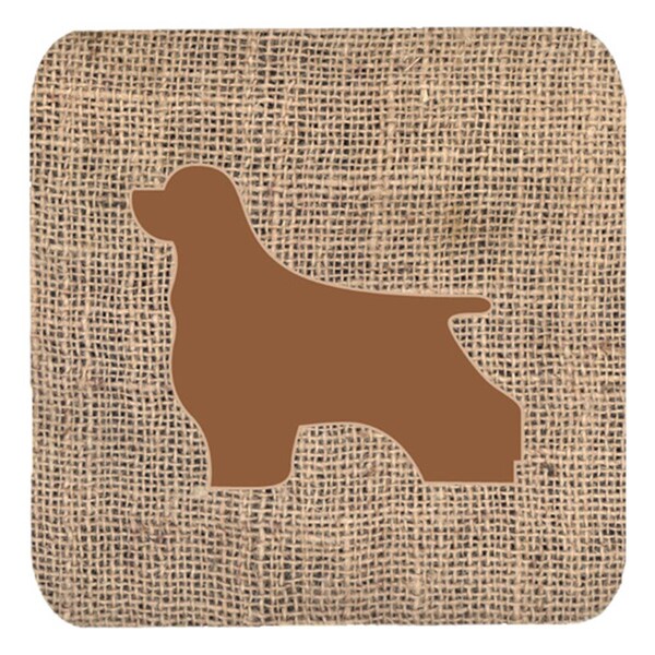 Carolines Treasures Cocker Spaniel Burlap and Brown Foam Coasters- Set - 4 - BB1075-BL-BN-FC