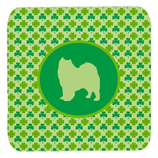 Carolines Treasures Samoyed Lucky Shamrock Foam Coasters- Set of 4 - SDK1093-C-FC