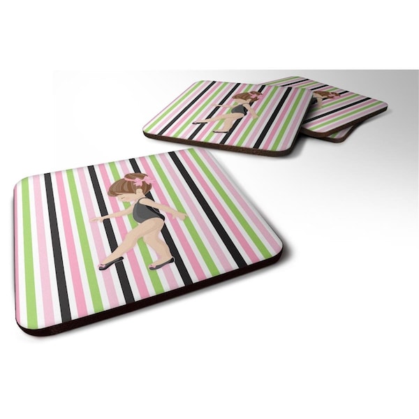 Carolines Treasures Ballerina Brunette Point Foam Coaster, Set of 4 - BB5178FC