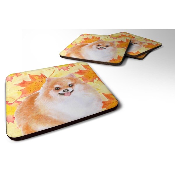 Carolines Treasures Pomeranian No. 2 Fall Foam Coaster, Set of 4 - BB9977FC