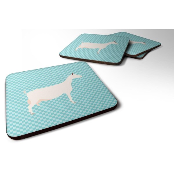 Carolines Treasures Saanen Goat Blue Check Foam Coaster, Set of 4 - BB8063FC