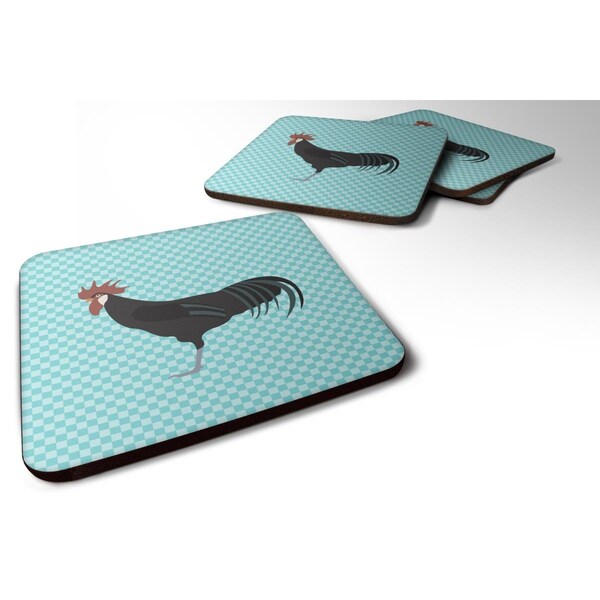 Carolines Treasures Minorca Ctalalan Chicken Blue Check Foam Coaster, Set of 4 - BB8015FC