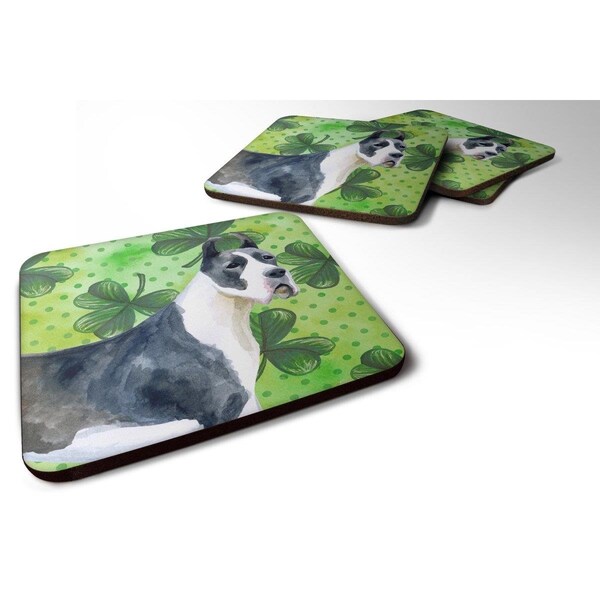 Carolines Treasures Harlequin Great Dane St Patricks Foam Coaster - Set of 4 - BB9817FC