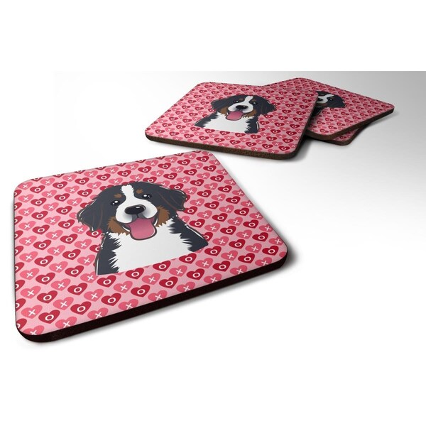 Carolines Treasures Bernese Mountain Dog Hearts Foam Coasters - Set of 4 - BB5307FC