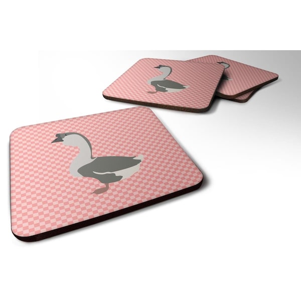 Carolines Treasures African Goose Pink Check Foam Coaster, Set of 4 - BB7899FC