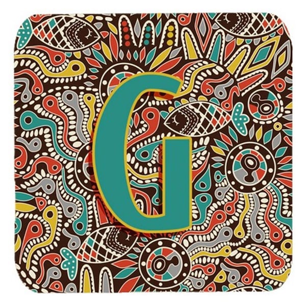 Carolines Treasures Letter G Retro Tribal Alphabet Initial Foam Coasters- Set of 4 - CJ2013-GFC