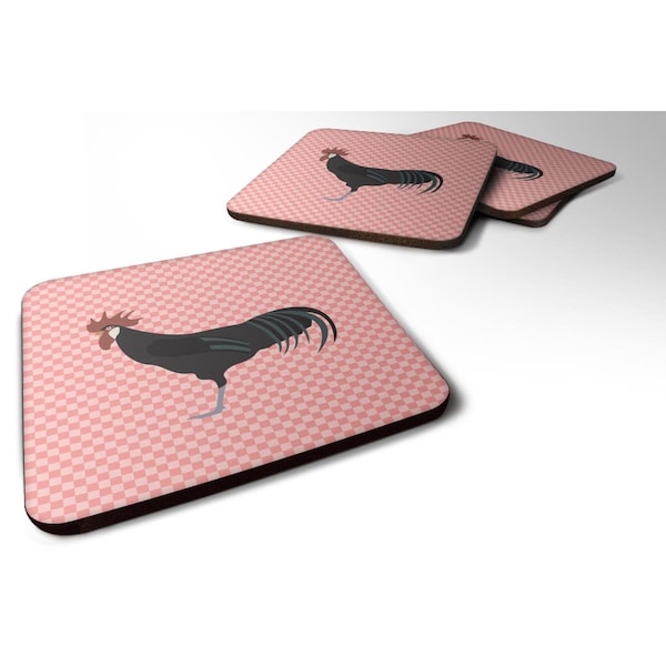 Carolines Treasures Minorca Ctalalan Chicken Pink Check Foam Coaster, Set of 4 - BB7841FC