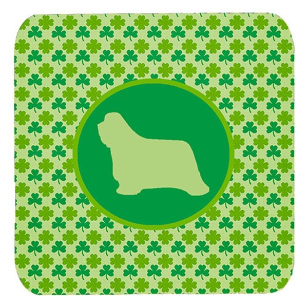 Carolines Treasures Bearded Collie Lucky Shamrock Foam Coasters- Set of 4 - SDK1112-C-FC