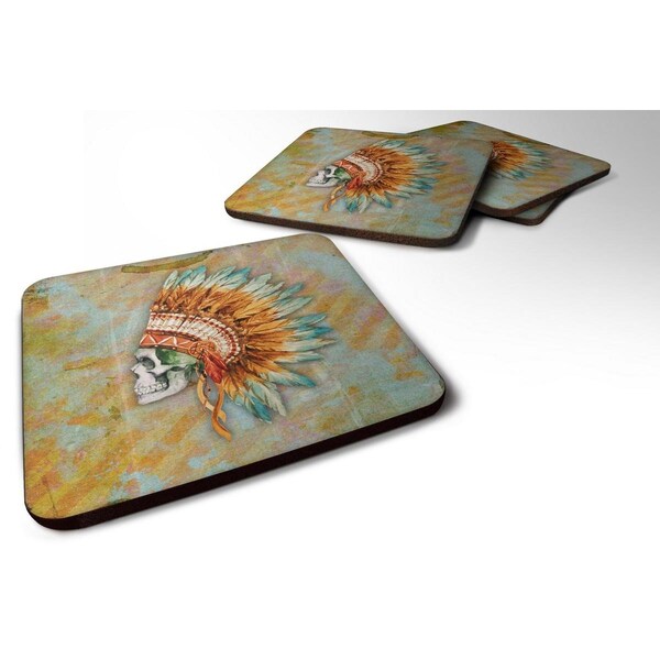 Carolines Treasures Day of the Dead Indian Skull Foam Coaster, Set of 4 - BB5127FC