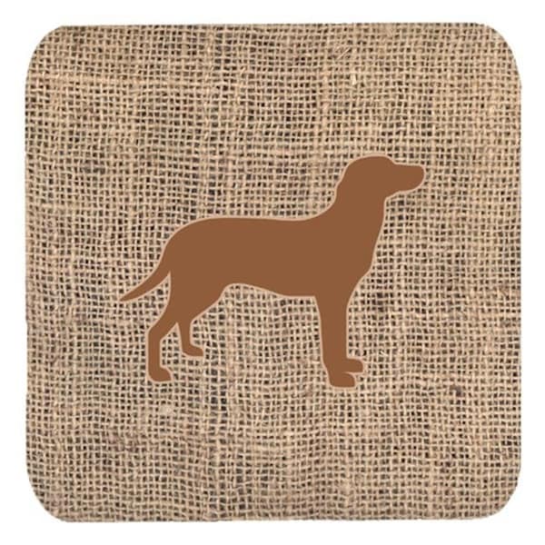 Carolines Treasures Carolines Treasures BB1116-BL-BN-FC Labrador Burlap and Brown Foam Coasters; Set - 4 - BB1116-BL-BN-FC