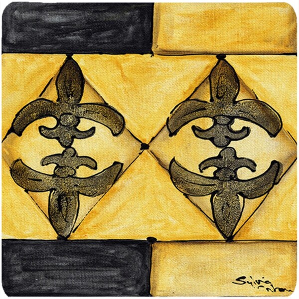 Carolines Treasures Black Gold Foam Coasters - Set of 4- 3.5 x 3.5 In. - 8089FC