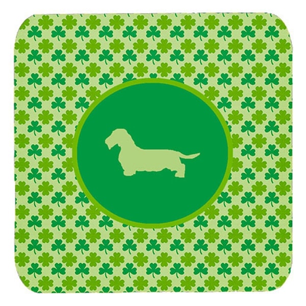 Carolines Treasures Dachshund Wirehair Lucky Shamrock Foam Coasters- Set of 4 - SDK1133-C-FC