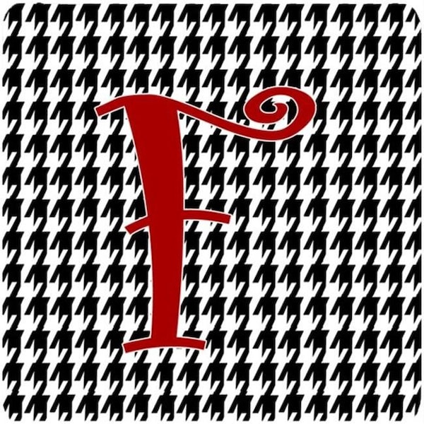 Carolines Treasures Carolines Treasures CJ1035-FFC Set of 4 Monogram - Houndstooth Black Foam Coasters Initial Letter F - CJ1035-FFC