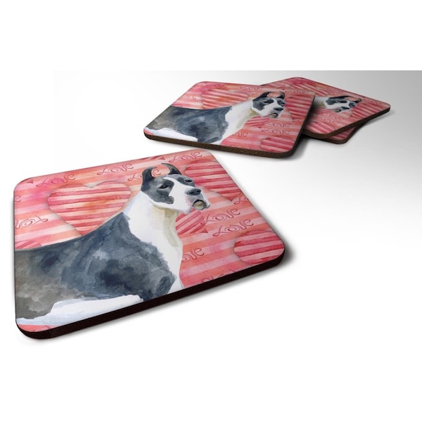 Carolines Treasures Harlequin Great Dane Love Foam Coaster - Set of 4 - BB9730FC