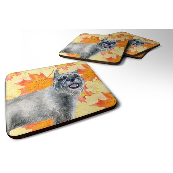 Carolines Treasures Schnauzer Fall Foam Coaster, 3.5 x 3.5 in. - Set of 4 - BB9923FC