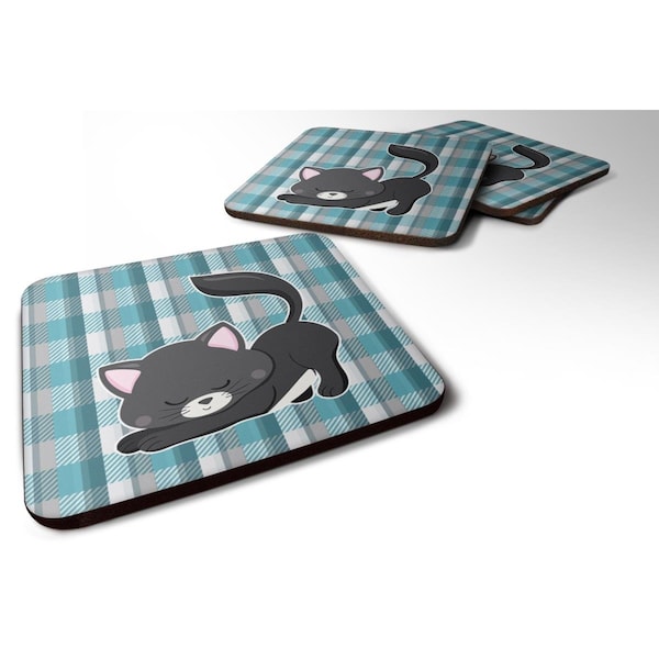 Carolines Treasures Little Black Cat Kitten Foam Coasters - Set of 4 - BB6881FC