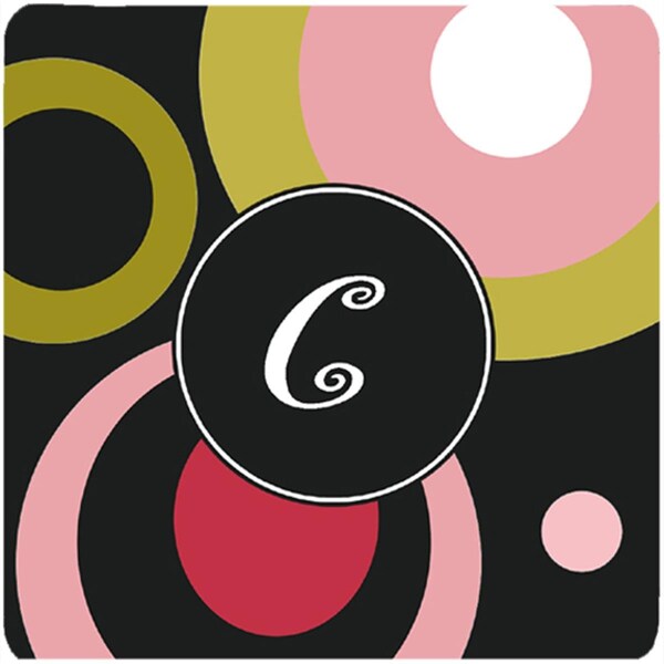 Carolines Treasures Monogram - Retro In Black Foam Coasters - Set of 4- 3.5 x 3.5 In. - AM1001-CFC