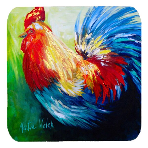 Carolines Treasures Bird - Rooster Chief Big Feathers Foam Coasters- Set of 4 - MW1137FC