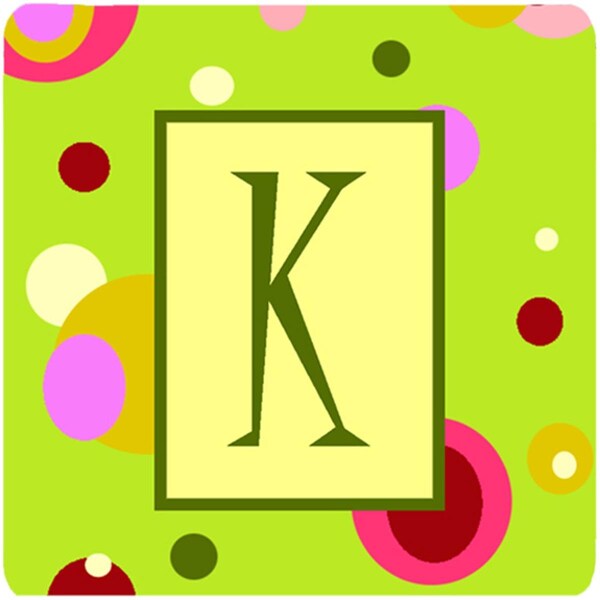 Carolines Treasures Monogram - Green Foam Coasters Initial Letter K- Set of 4 - CJ1010-KFC