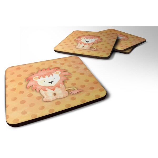 Carolines Treasures Polkadot Lion Watercolor Foam Coasters - Set of 4 - BB7374FC