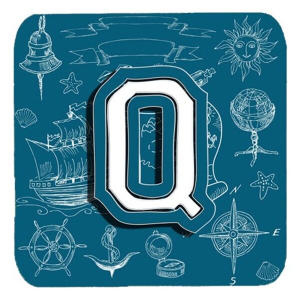 Carolines Treasures Letter Q Sea Doodles Initial Alphabet Foam Coasters- Set of 4 - CJ2014-QFC
