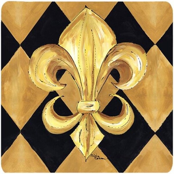 Carolines Treasures Carolines Treasures 8125FC Black And Gold Fleur De Lis New Orleans Foam Coasters - Set 4 - 8125FC
