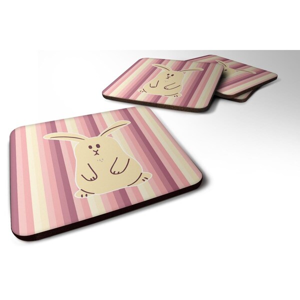 Carolines Treasures Rabbit on Stripes Foam Coasters - Set of 4 - BB7084FC