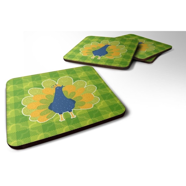 Carolines Treasures Pretty Peacock Foam Coasters - Set of 4 - BB6770FC