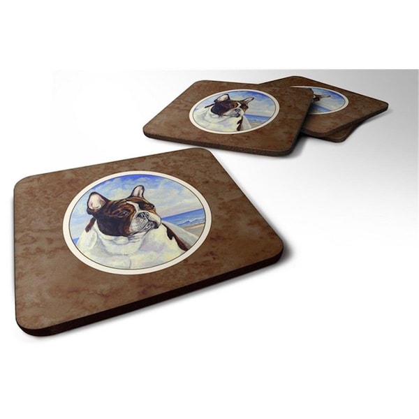 Carolines Treasures French Bulldog at the Beach Foam Coaster, Set of 4 - 7171FC