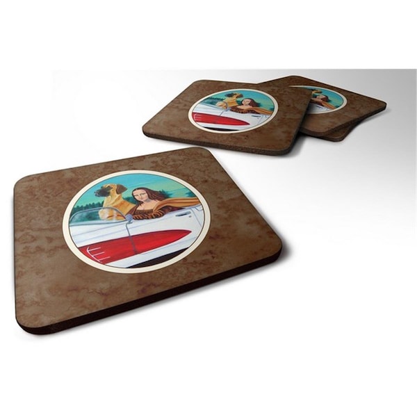 Carolines Treasures Great Dane with Mona Lisa Foam Coaster, Set of 4 - 7282FC