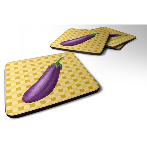 Carolines Treasures Eggplant on Basketweave Foam Coasters - Set of 4 - BB7200FC